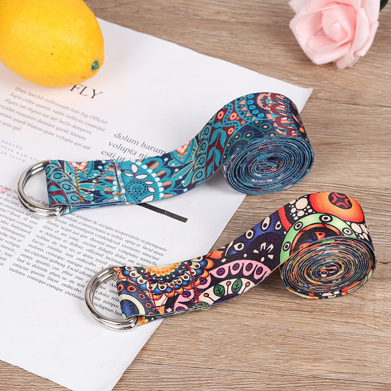 Colored Printed Adjustable Yoga Belt