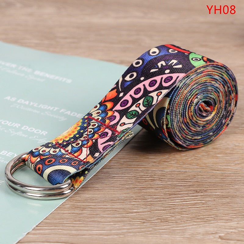 Colored Printed Adjustable Yoga Belt