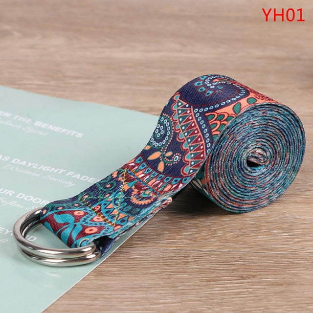 Colored Printed Adjustable Yoga Belt