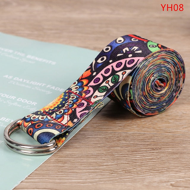 Colored Printed Adjustable Yoga Belt