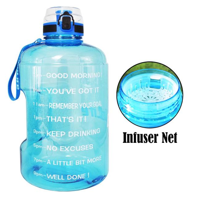 1 Gallon Water Bottle With Time Markings Filter Net