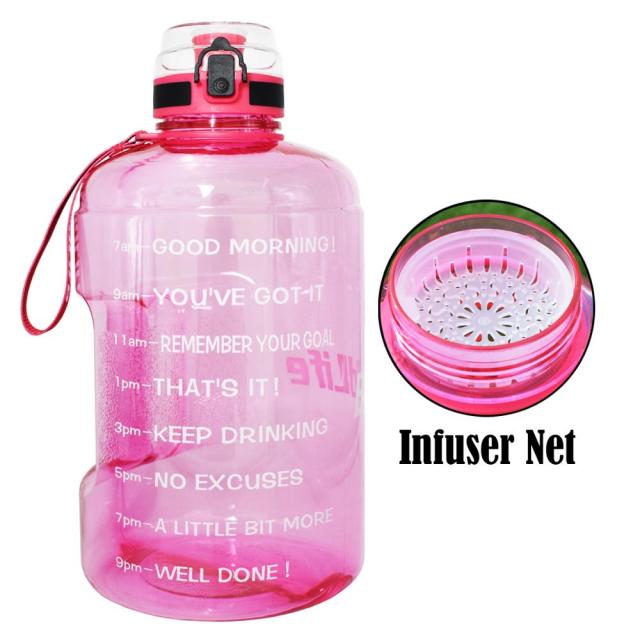 1 Gallon Water Bottle With Time Markings Filter Net