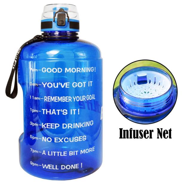 1 Gallon Water Bottle With Time Markings Filter Net