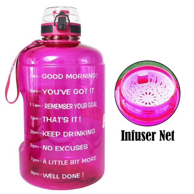 1 Gallon Water Bottle With Time Markings Filter Net