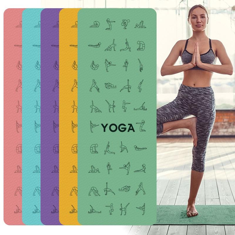 6mm Yoga Mat For Beginner With Position Line - Medibolic