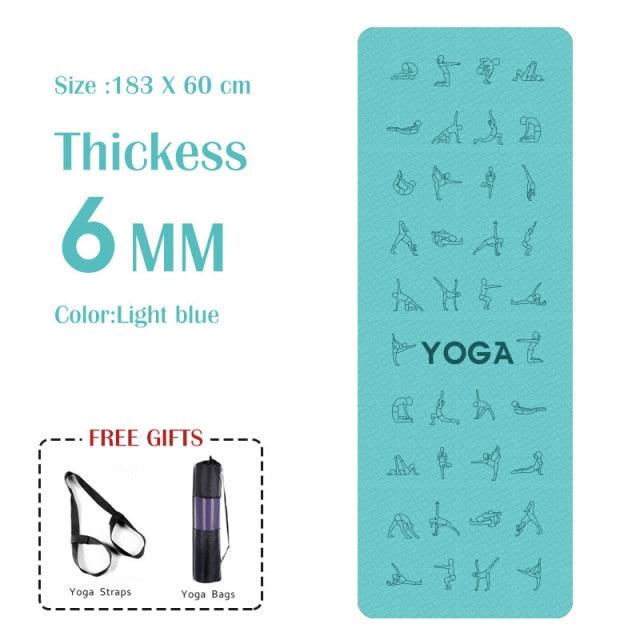 6mm Yoga Mat For Beginner With Position Line - Medibolic