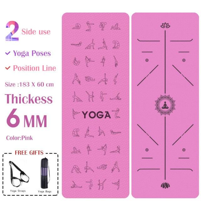 6mm Yoga Mat For Beginner With Position Line - Medibolic