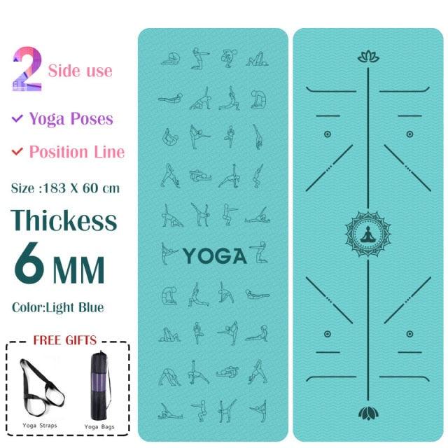 6mm Yoga Mat For Beginner With Position Line - Medibolic