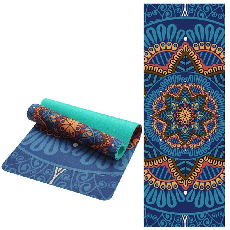 5.5 MM Lotus Pattern Suede TPE Yoga Mat - Medibolic