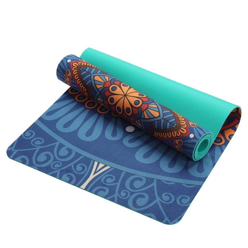 5.5 MM Lotus Pattern Suede TPE Yoga Mat - Medibolic