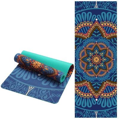 5.5 MM Lotus Pattern Suede TPE Yoga Mat - Medibolic