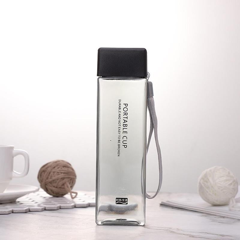 Square Frosted Water Bottle With Rope